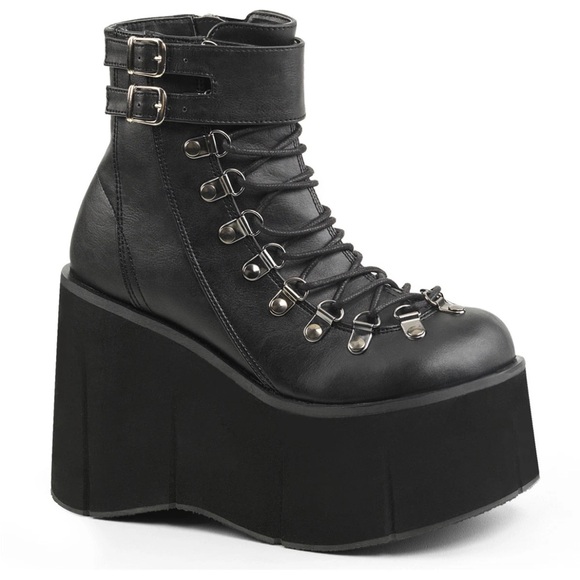 Demonia Shoes - Demonia Kera-21 Lace Up Boot pleaser faux leather platform size 8 goth